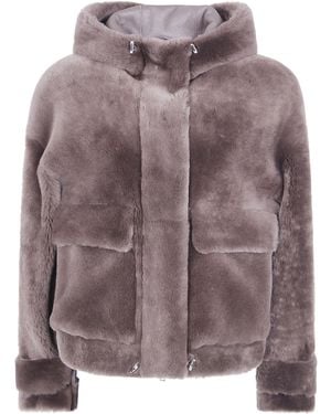 Blancha Straight Merino Shearling Jacket - Brown