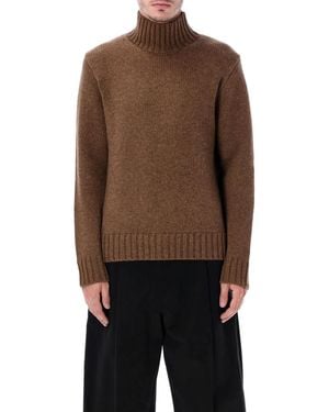 Studio Nicholson Loris Yak And Merino Wool High-Neck Knit - Brown