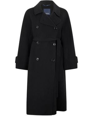 Max Mara S Max Mara Long Coat With Belt - Black