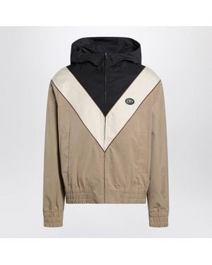 Valentino Butter And Camel Jacket With Vlogo Patch - Gray