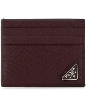 Prada Saffiano Leather Card Holder - Purple