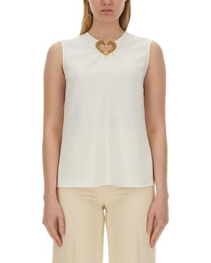 Moschino Blouse With Heart Applique - White