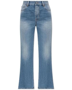 Gucci Denim Pants With Logo Label - Blue
