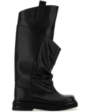 The Attico Leather Passeggiata Boots - Black