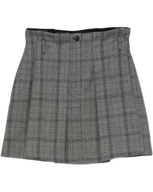 Tela Check-Pattern Pleated Mini Skirt - Grey