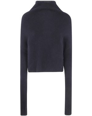 Rick Owens Long Sleeves Crater Neck Tee - Blue