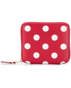 Comme des Garçons Wallet Dots Printed Leather Line Wallet - Red