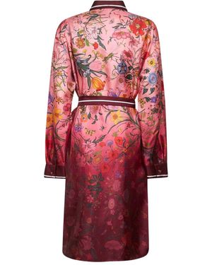 Gucci Square G Chain Print Silk Dress in Red | Lyst