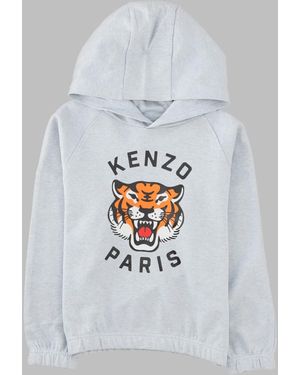 KENZO Felpa Con Tigre Stampata - White