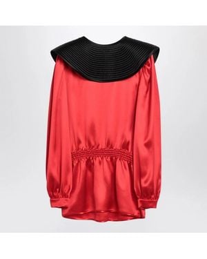 Valentino Silk Blouse With Collar - Red
