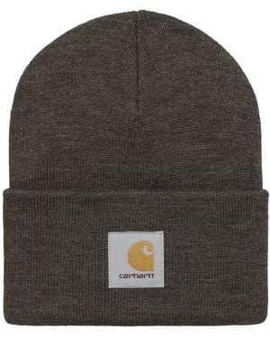 Carhartt Hat With Turn-Up And Logo Label - Grey