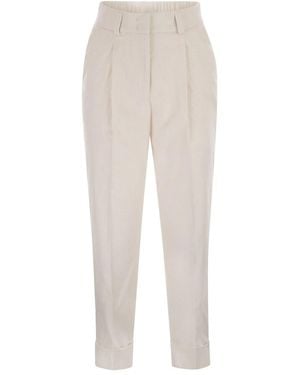 Peserico 500-Stripe Velvet Trousers - White