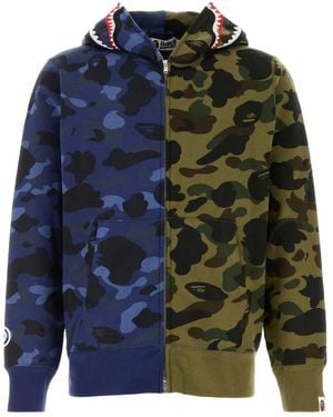 A Bathing Ape Split Camo Shark Full Zip Hoodie M - Blue