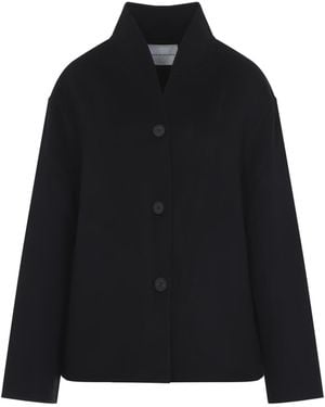 Studio Nicholson Darkest Rhine Stand Collat Double Faced Jacket - Black