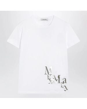 Max Mara Cotton T-Shirt With Logo Print - White
