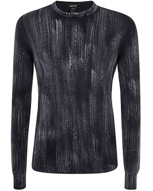 Avant Toi Tonal Effect Round Neck Reversible Pullover - Black