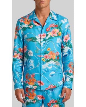 Gucci Printed Fluid Fabric Shirt - Blue
