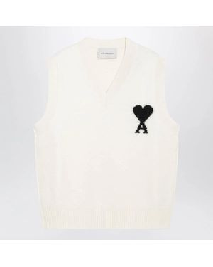 Ami Paris Ami De Coeur Wool Vest - White