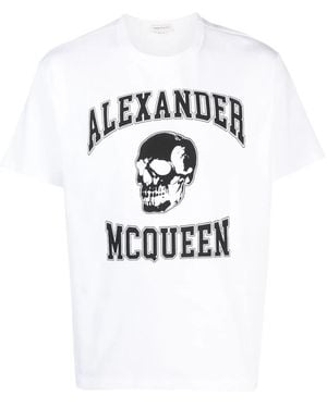McQueen Skull Logo T Shirt - Blue