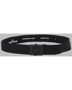 Stone Island Kids Web Belt With Logo Buckle - Black