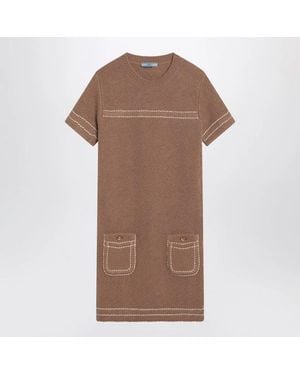 Prada Camel-Coloured Cashmere Short Dress - Brown