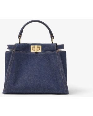 Fendi Small Peekaboo Top-Handle Tote Bag - Blue