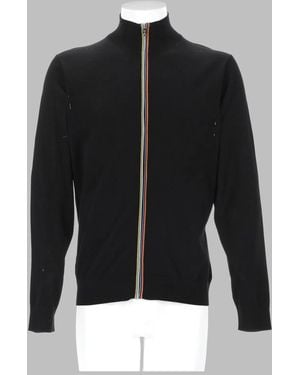 Paul Smith Cardigan With Zip, Merino Wool Jumpers - Black