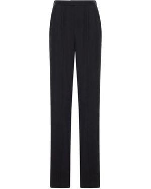 Saint Laurent Habotai Silk Pants - Blue