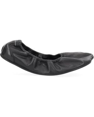 MM6 by Maison Margiela Leather Flats - Black