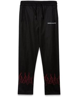 Vision Of Super Trousers With Embroidered Flames - Black