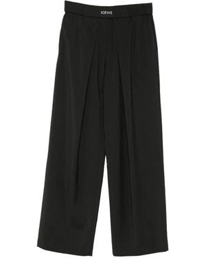 Loewe Logo-Patch Pleated Pants - Black