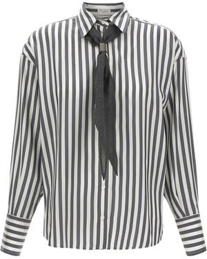 Brunello Cucinelli Shirt With Scarf - White