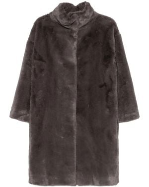 Herno High-Neck Faux-Fur Coat - Gray
