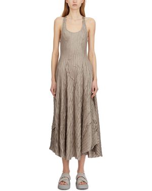 Masnada Viscose V-Neck Dress - Natural