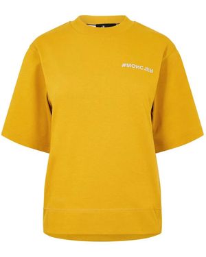 Moncler Grenoble Logo Embroidered T-Shirt - Yellow