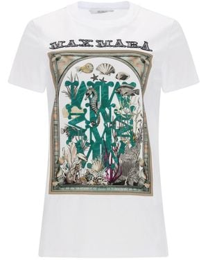 Max Mara Tshirt Spadino Con Stampa - Blue