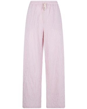 Nuur Striped Trousers With Elastic - Pink