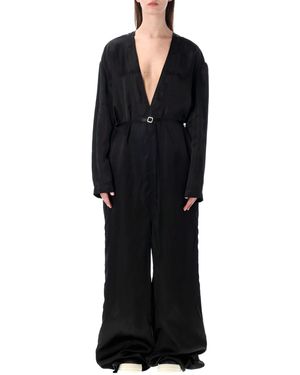 Rick Owens Ls Long Satin Jumpsuit - Black