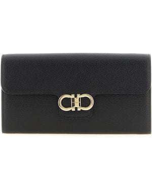 Ferragamo 'Gancini' Wallet On Chain - Black