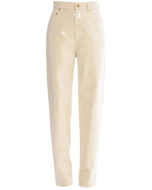 Golden Goose "Kim" Trousers With Sequins - Natural