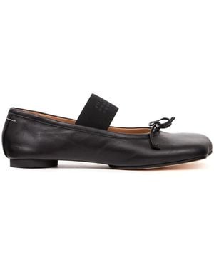 MM6 by Maison Margiela Anatomic Leather Ballet Flats - Black