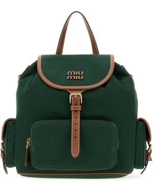 Miu Miu Dark Canvas Backpack - Green