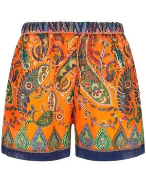 Etro Ramie Shorts - Orange