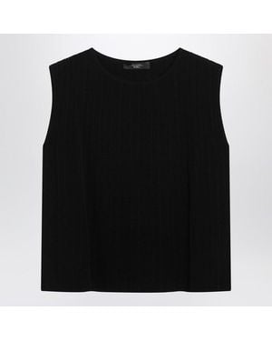 Weekend by Maxmara Sleeveless Plisséknit Tank Top - Black