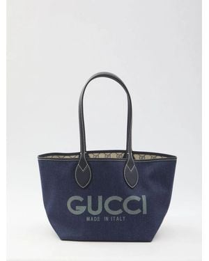 Gucci Denim Totissima Reversibile Shopping Bag - Blue