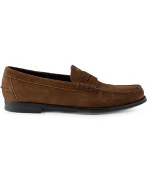Prada Cocoa Suede Loafers - Brown