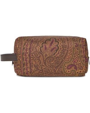 Etro Medium Arnica Paisley-Print Wash Bag - Brown