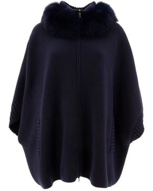 Giovi Wool And Cashmere Poncho - Blue
