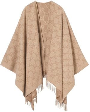 Gucci Cashmere Cape Gg - Natural