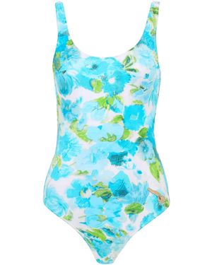 Chloé Aqua Flower-Print One-Piece Swimsuit - Blue